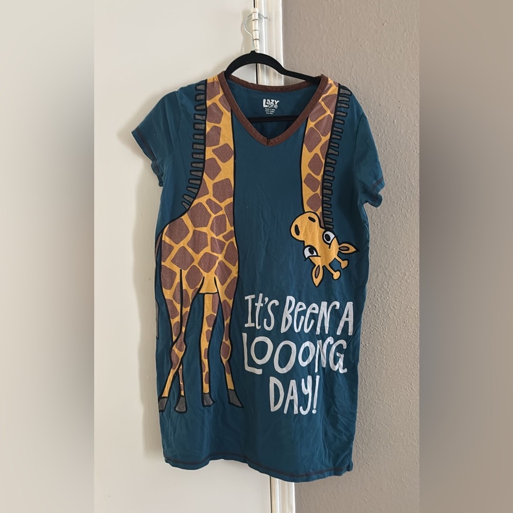 Lazy One Blue and Yellow Giraffe Tee Short Sleeve
